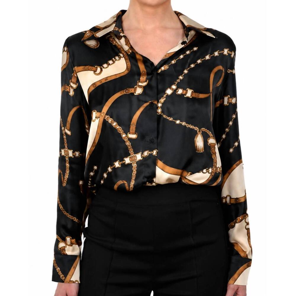 NEW ASTRID horsebit button down woven shirt in black